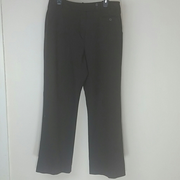 Larry Levine Pants Stretch Dark brown straight leg button pockets - Picture 2 of 5